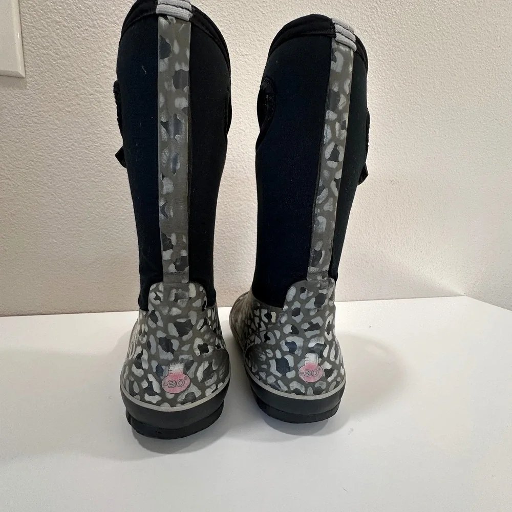 Bogs Leopard Waterproof Insulated Rain Boots -30F rated Youth‎ Girls 2 Euro 33